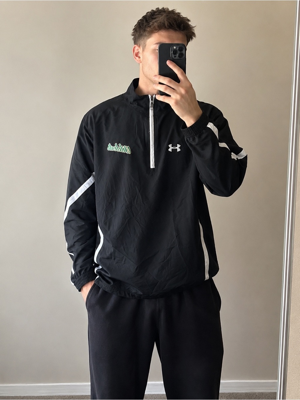 Under Armour Wildcats 1/4 Zip Windbreaker Jacket Black White Men’s XL